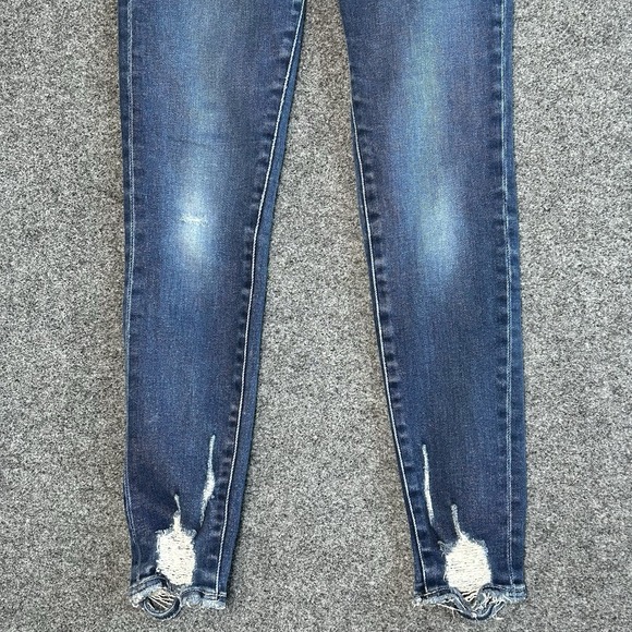 KanCan Mid-Rise Button-fly Skinny Jeans Raw Hems - Women's 28x29 - Picture 3 of 11